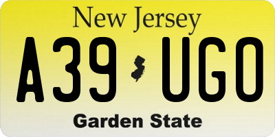 NJ license plate A39UGO