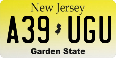 NJ license plate A39UGU