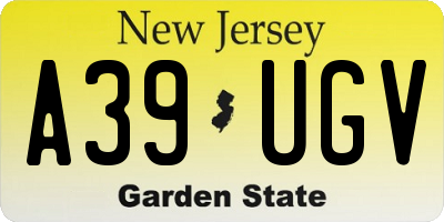 NJ license plate A39UGV