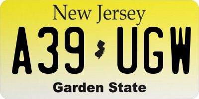 NJ license plate A39UGW