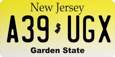 NJ license plate A39UGX