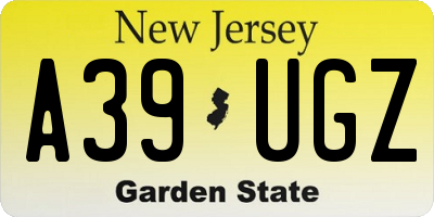 NJ license plate A39UGZ