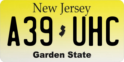 NJ license plate A39UHC