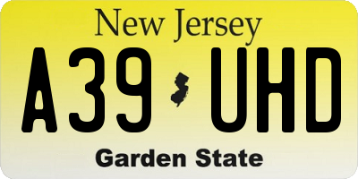 NJ license plate A39UHD