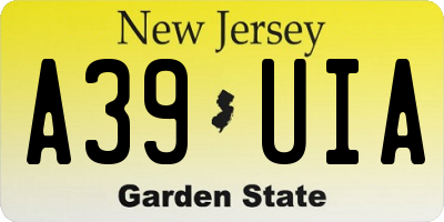 NJ license plate A39UIA