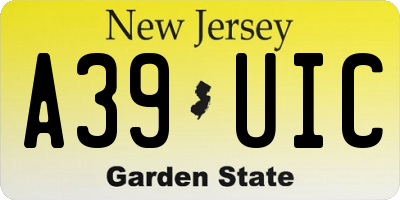 NJ license plate A39UIC