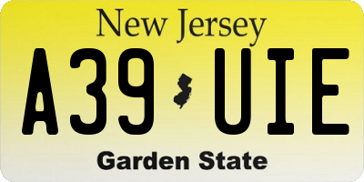 NJ license plate A39UIE