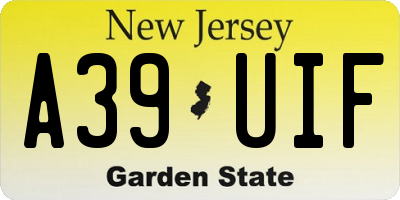 NJ license plate A39UIF