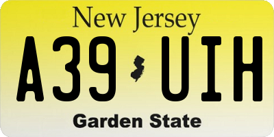 NJ license plate A39UIH