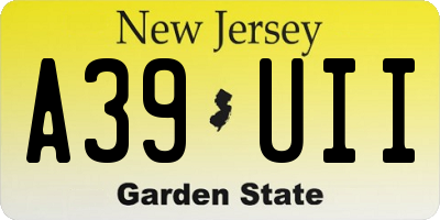 NJ license plate A39UII