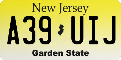 NJ license plate A39UIJ