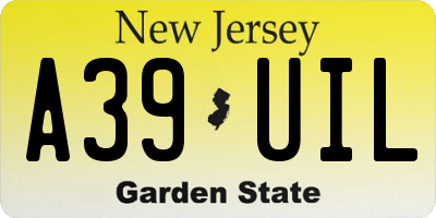 NJ license plate A39UIL