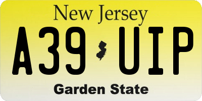 NJ license plate A39UIP