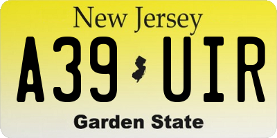 NJ license plate A39UIR
