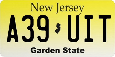 NJ license plate A39UIT