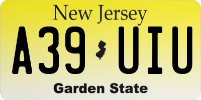 NJ license plate A39UIU