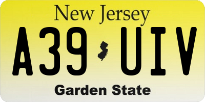 NJ license plate A39UIV