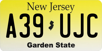 NJ license plate A39UJC