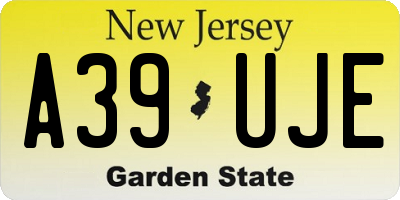 NJ license plate A39UJE