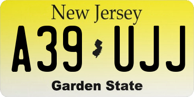 NJ license plate A39UJJ