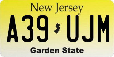 NJ license plate A39UJM