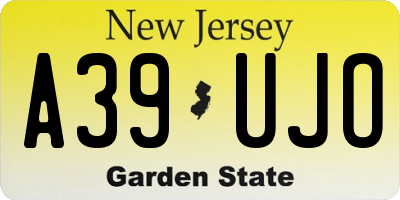 NJ license plate A39UJO