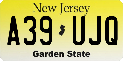 NJ license plate A39UJQ