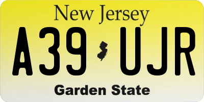 NJ license plate A39UJR