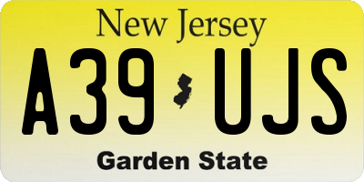 NJ license plate A39UJS