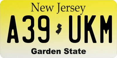 NJ license plate A39UKM