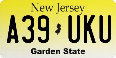 NJ license plate A39UKU