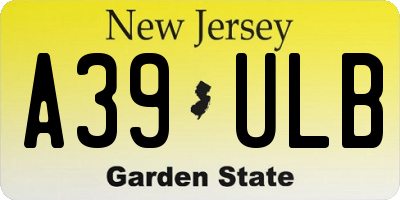 NJ license plate A39ULB