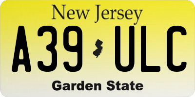 NJ license plate A39ULC