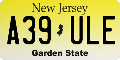 NJ license plate A39ULE
