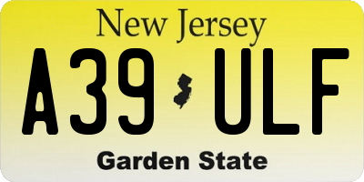 NJ license plate A39ULF