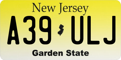 NJ license plate A39ULJ