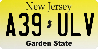 NJ license plate A39ULV