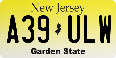 NJ license plate A39ULW