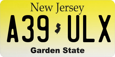 NJ license plate A39ULX
