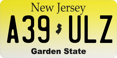 NJ license plate A39ULZ