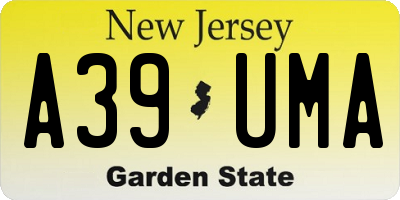 NJ license plate A39UMA