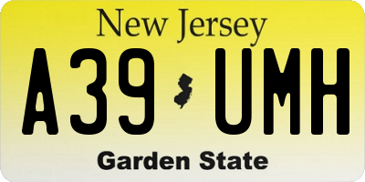 NJ license plate A39UMH
