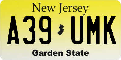 NJ license plate A39UMK