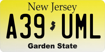 NJ license plate A39UML