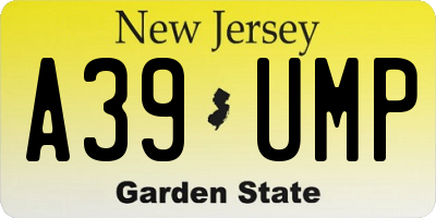 NJ license plate A39UMP