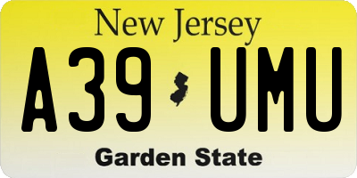 NJ license plate A39UMU