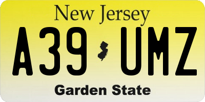 NJ license plate A39UMZ