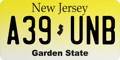 NJ license plate A39UNB