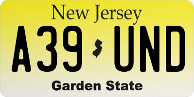 NJ license plate A39UND