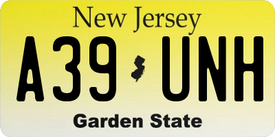 NJ license plate A39UNH